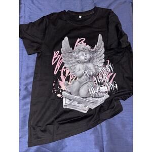 Juniors- Women’s- Girls -“Wings, Words, and Whimsy” Black Tee-XS